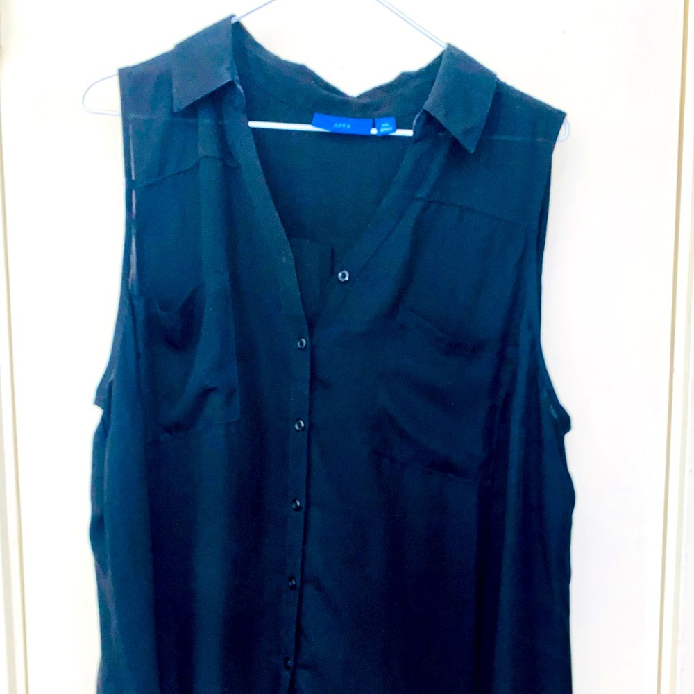 Apt. 9 Black Polyester Button Down Tanktop Size 2XL